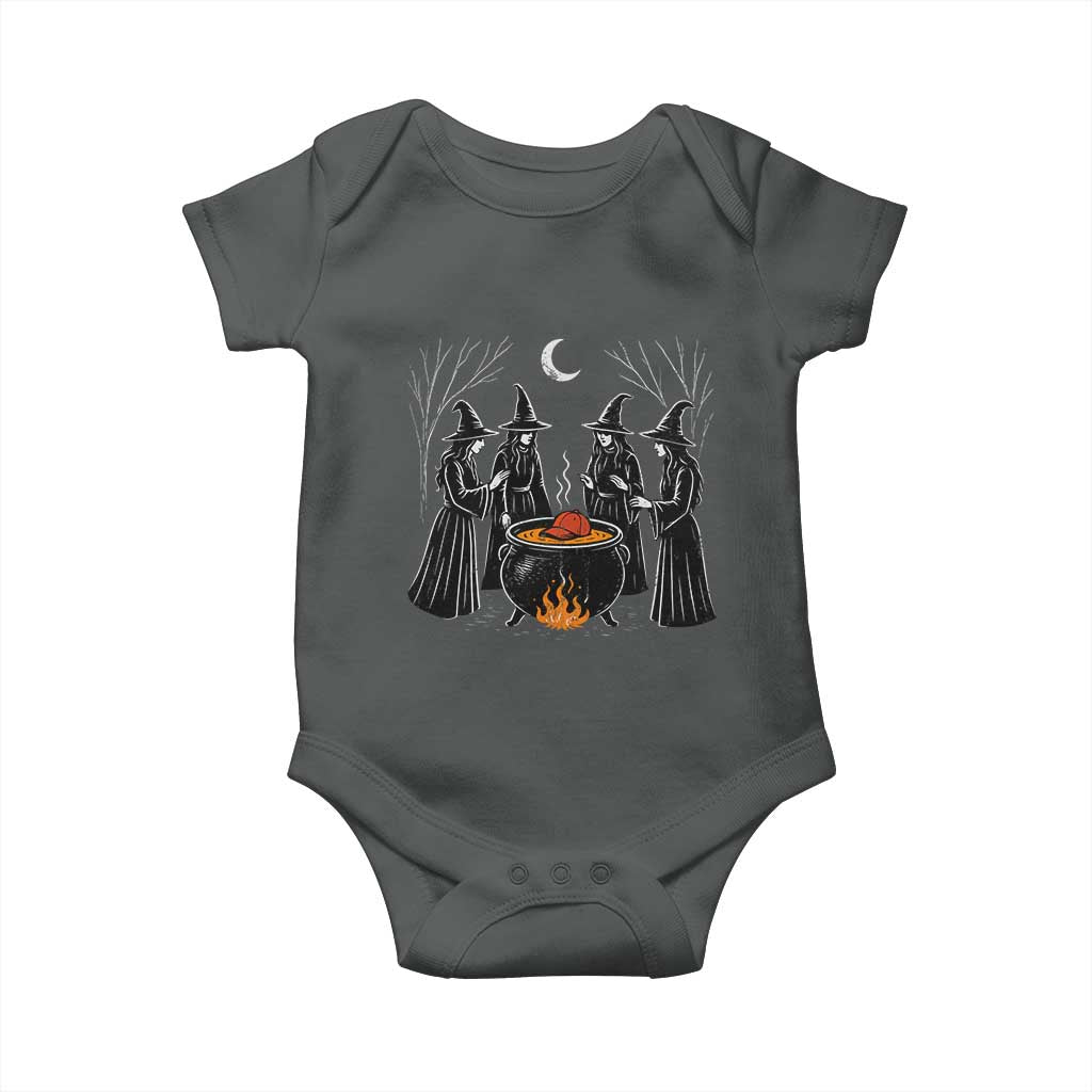 Funny Halloween Witch Spooky Season Orange Cauldron Baby Onesie TS11 Dark Heather Print Your Wear