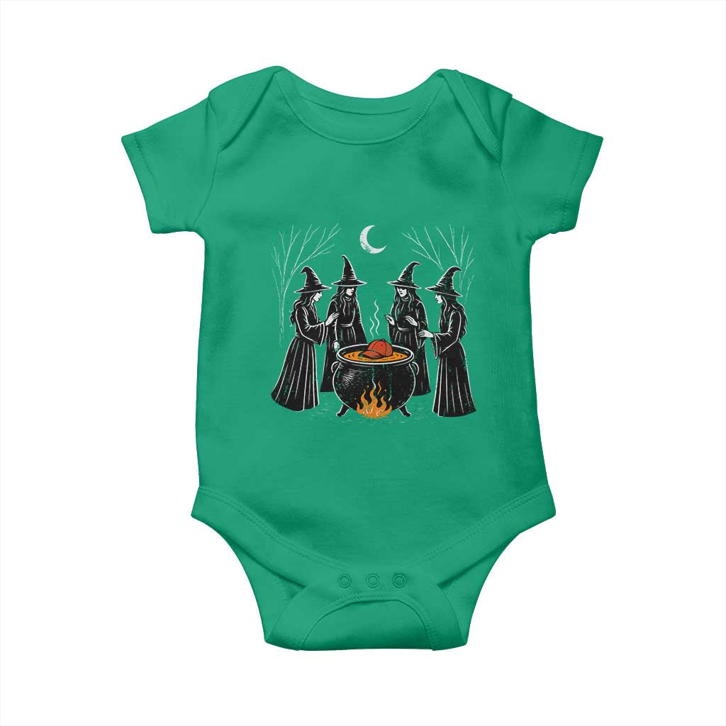 Funny Halloween Witch Spooky Season Orange Cauldron Baby Onesie TS11 Irish Green Print Your Wear