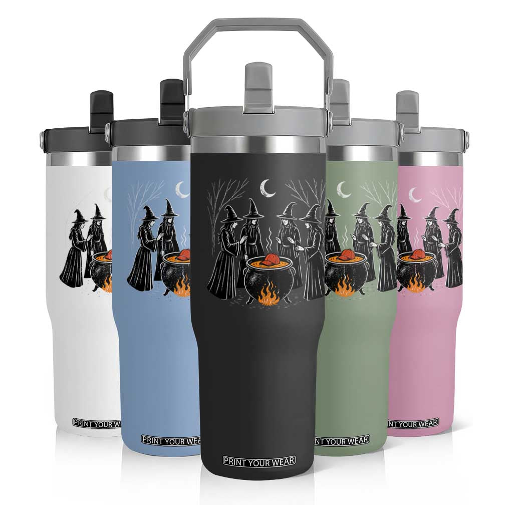 Funny Halloween Witch Spooky Season Orange Cauldron Flip Straw Tumbler TS11 Print Your Wear
