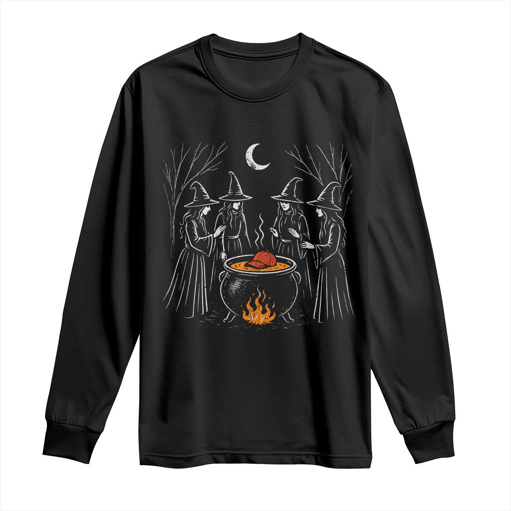 Funny Halloween Witch Spooky Season Orange Cauldron Long Sleeve Shirt TS11 Black Print Your Wear