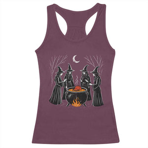 Funny Halloween Witch Spooky Season Orange Cauldron Racerback Tank Top TS11 Maroon Print Your Wear