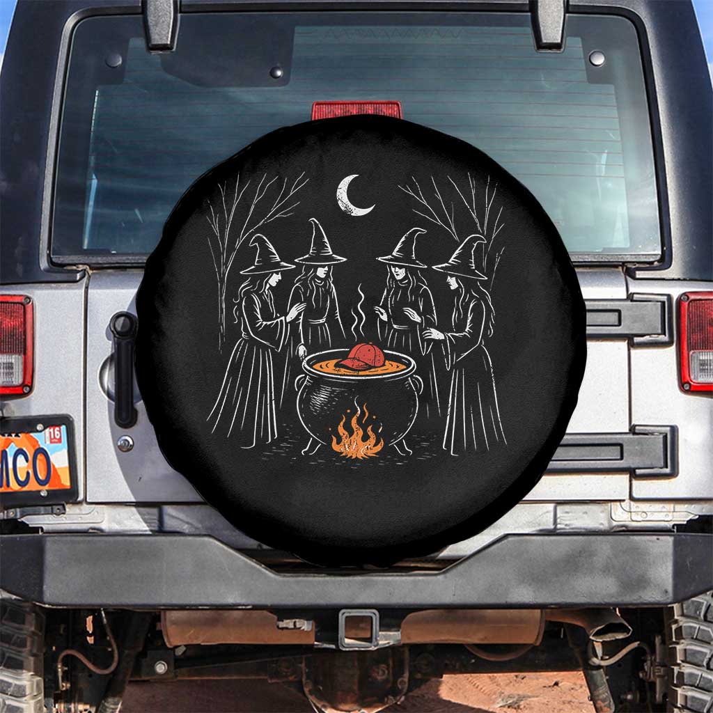 Funny Halloween Witch Spooky Season Orange Cauldron Spare Tire Cover TS11 No hole Black Print Your Wear