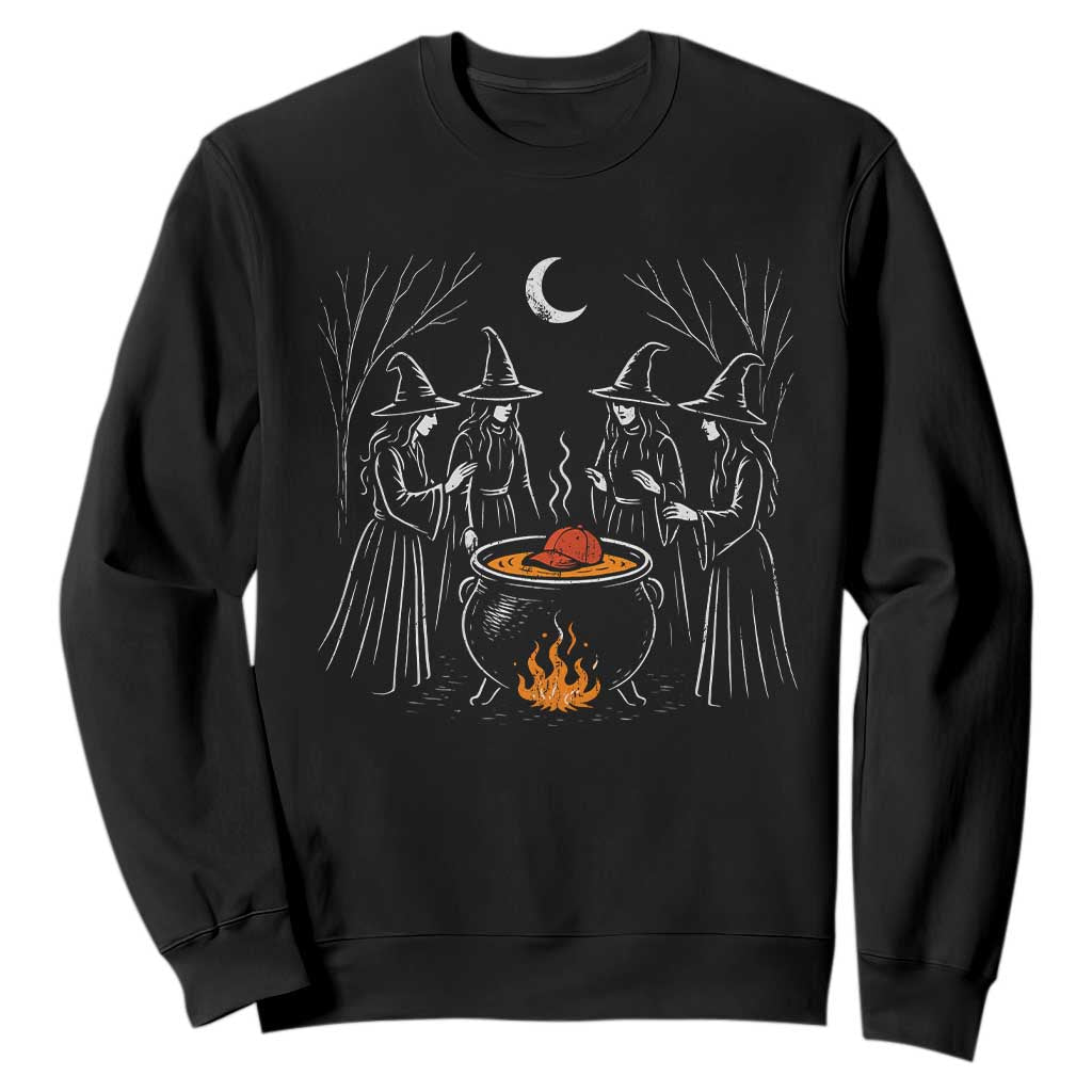 Funny Halloween Witch Spooky Season Orange Cauldron Sweatshirt TS11 Black Print Your Wear
