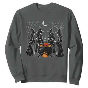 Funny Halloween Witch Spooky Season Orange Cauldron Sweatshirt TS11 Dark Heather Print Your Wear