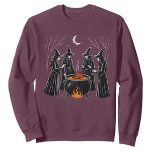 Funny Halloween Witch Spooky Season Orange Cauldron Sweatshirt TS11 Maroon Print Your Wear