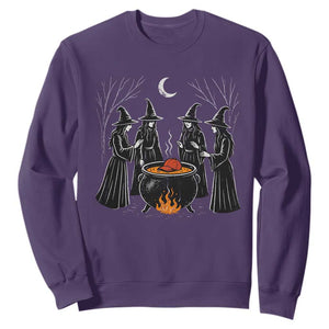 Funny Halloween Witch Spooky Season Orange Cauldron Sweatshirt TS11 Purple Print Your Wear