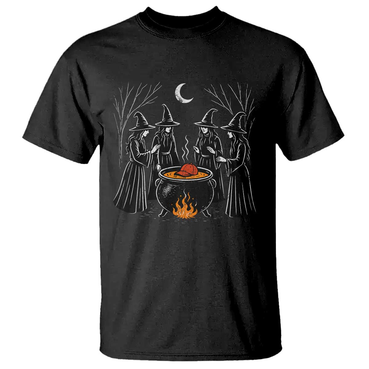 Funny Halloween Witch Spooky Season Orange Cauldron T Shirt TS11 Black Print Your Wear