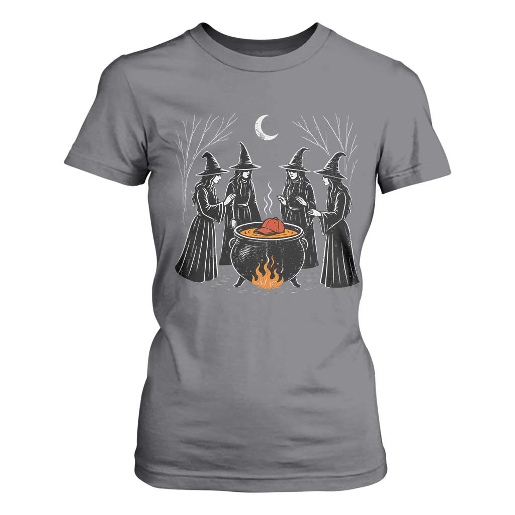 Funny Halloween Witch Spooky Season Orange Cauldron T Shirt For Women TS11 Charcoal Print Your Wear