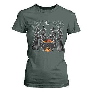 Funny Halloween Witch Spooky Season Orange Cauldron T Shirt For Women TS11 Dark Forest Green Print Your Wear