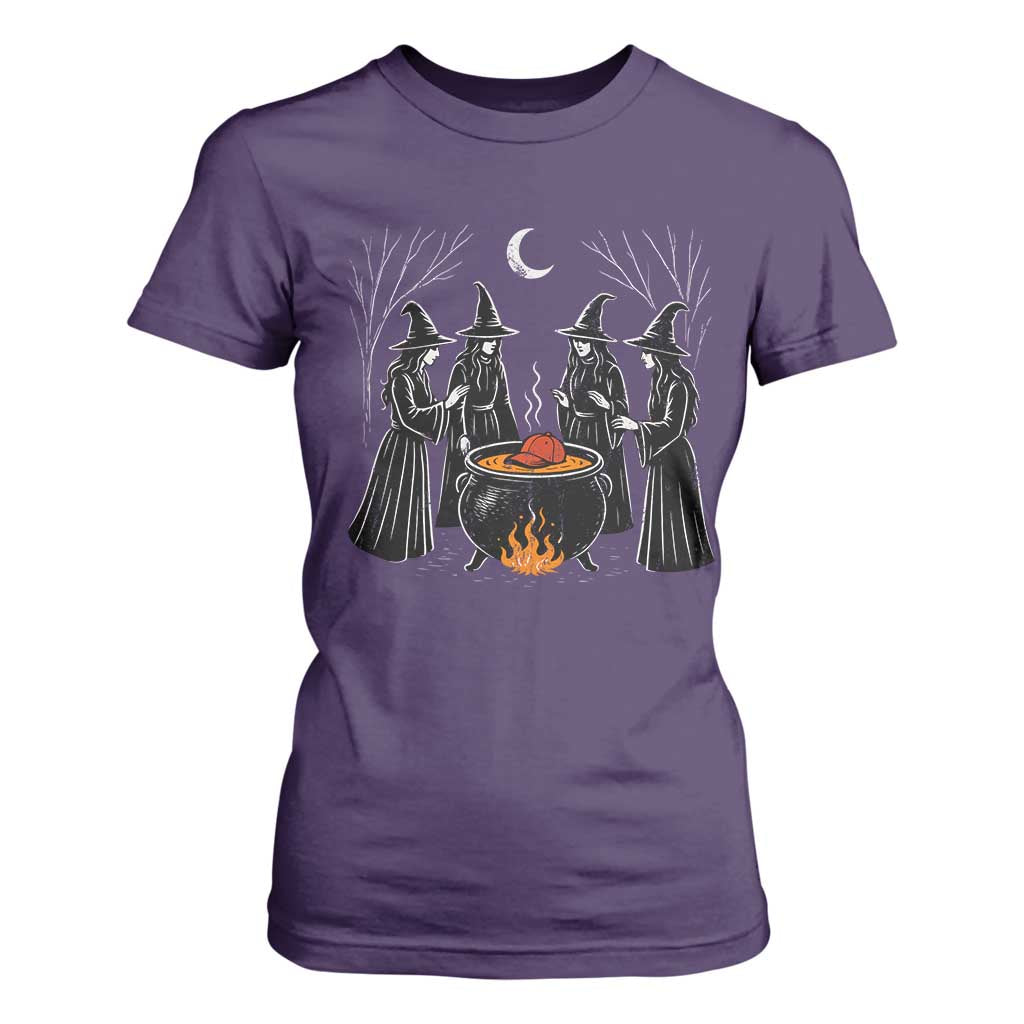 Funny Halloween Witch Spooky Season Orange Cauldron T Shirt For Women TS11 Purple Print Your Wear