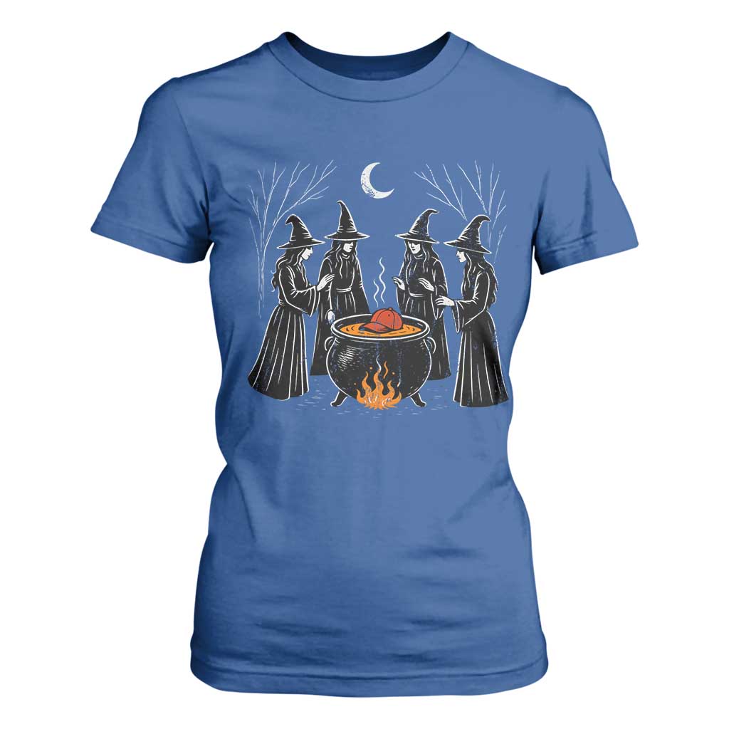 Funny Halloween Witch Spooky Season Orange Cauldron T Shirt For Women TS11 Royal Blue Print Your Wear