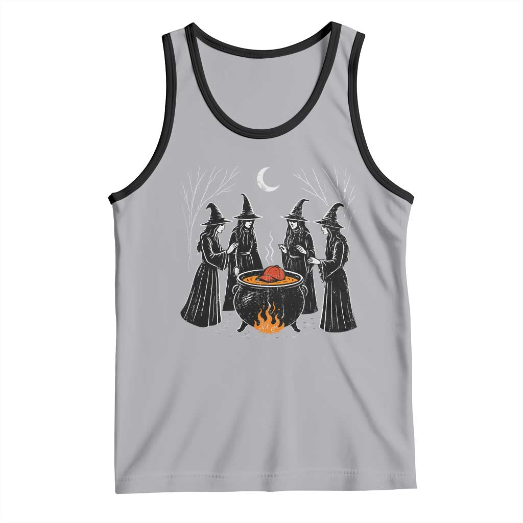 Funny Halloween Witch Spooky Season Orange Cauldron Tank Top TS11 Athletic Heather Black Print Your Wear