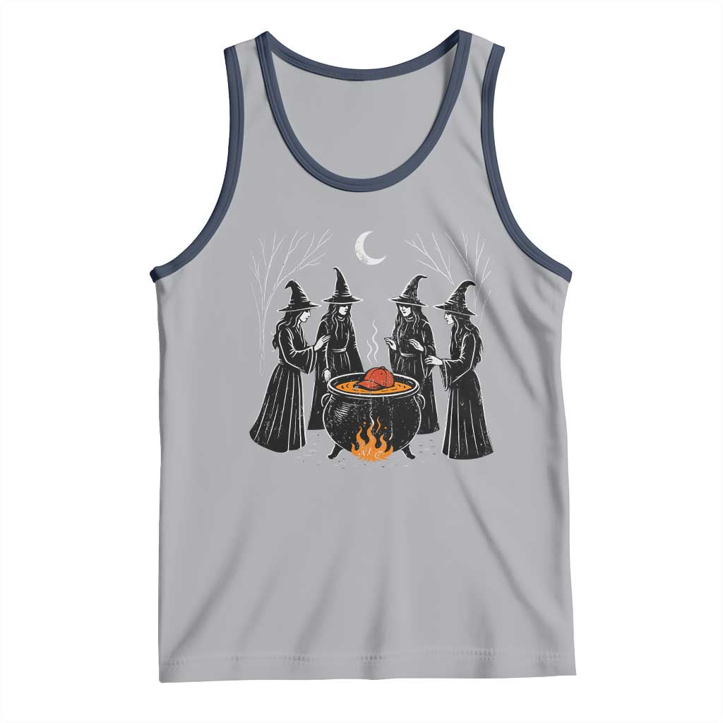 Funny Halloween Witch Spooky Season Orange Cauldron Tank Top TS11 Athletic Heather Navy Print Your Wear