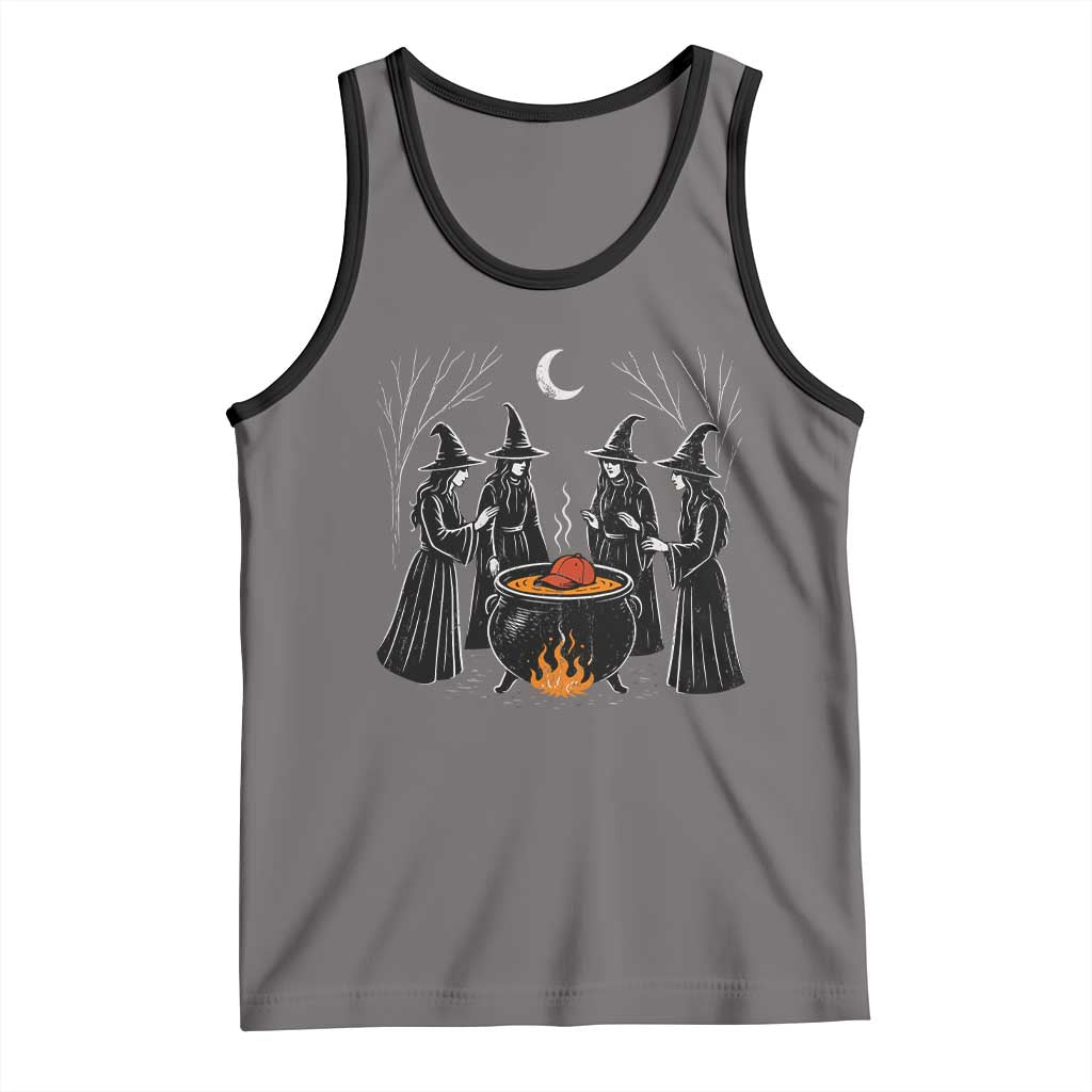 Funny Halloween Witch Spooky Season Orange Cauldron Tank Top TS11 Deep Heather Black Print Your Wear