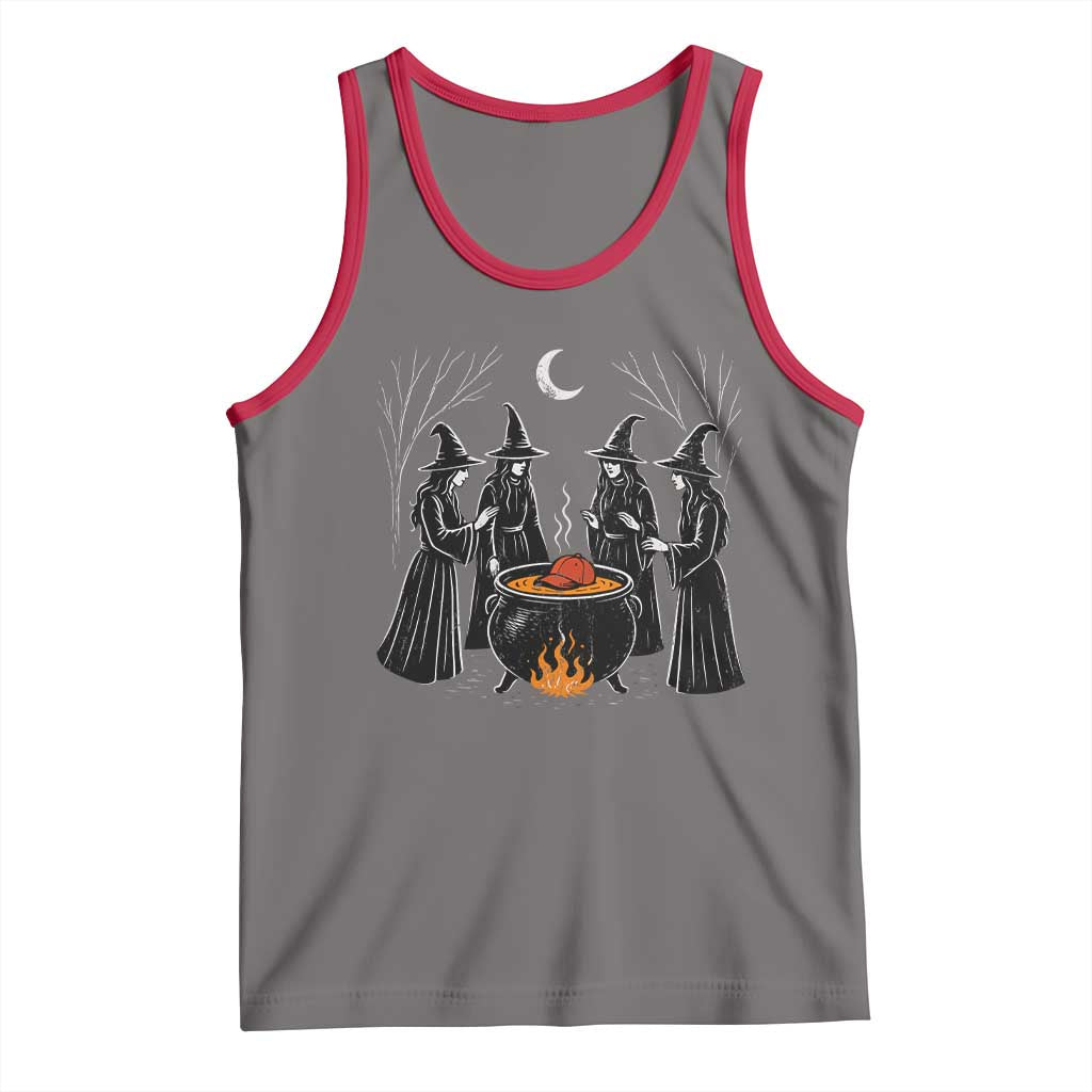 Funny Halloween Witch Spooky Season Orange Cauldron Tank Top TS11 Deep Heather Red Print Your Wear