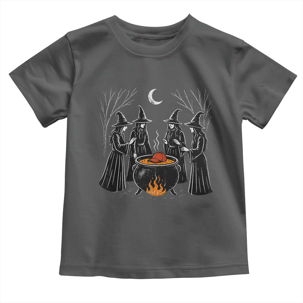 Funny Halloween Witch Spooky Season Orange Cauldron Toddler T Shirt TS11 Dark Heather Print Your Wear