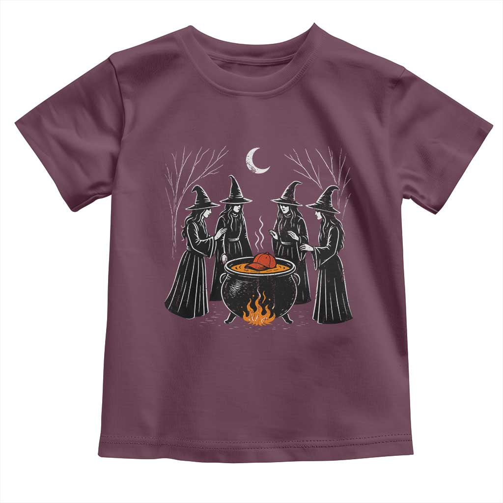 Funny Halloween Witch Spooky Season Orange Cauldron Toddler T Shirt TS11 Maroon Print Your Wear
