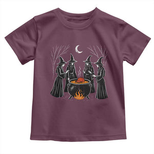 Funny Halloween Witch Spooky Season Orange Cauldron Toddler T Shirt TS11 Maroon Print Your Wear