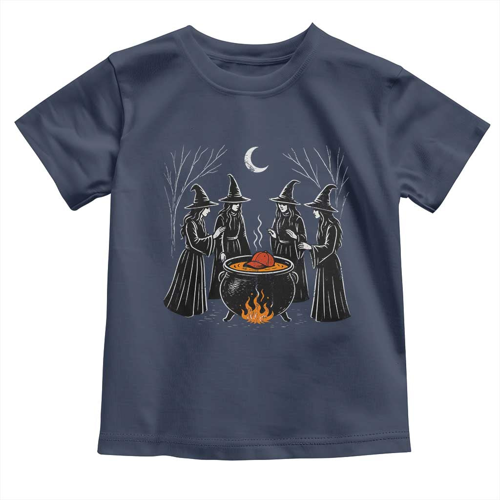 Funny Halloween Witch Spooky Season Orange Cauldron Toddler T Shirt TS11 Navy Print Your Wear