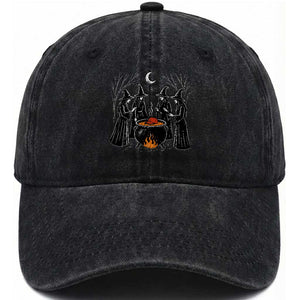 Funny Halloween Witch Spooky Season Orange Cauldron Washed Cotton Baseball Cap TS11 Print Your Wear