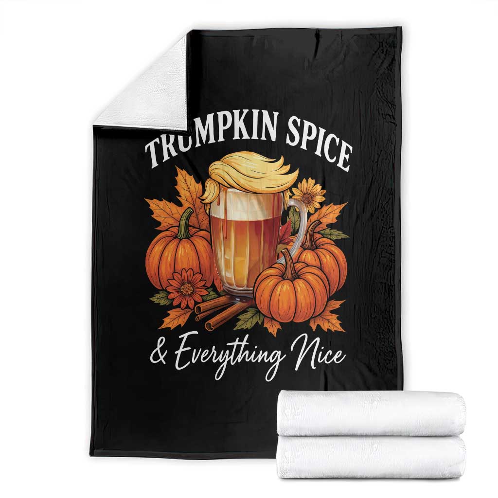 Funny Fall Season Trump Throw Blanket Trumpkin Spice And Everything Nice Pumpkin TS11 Black Print Your Wear