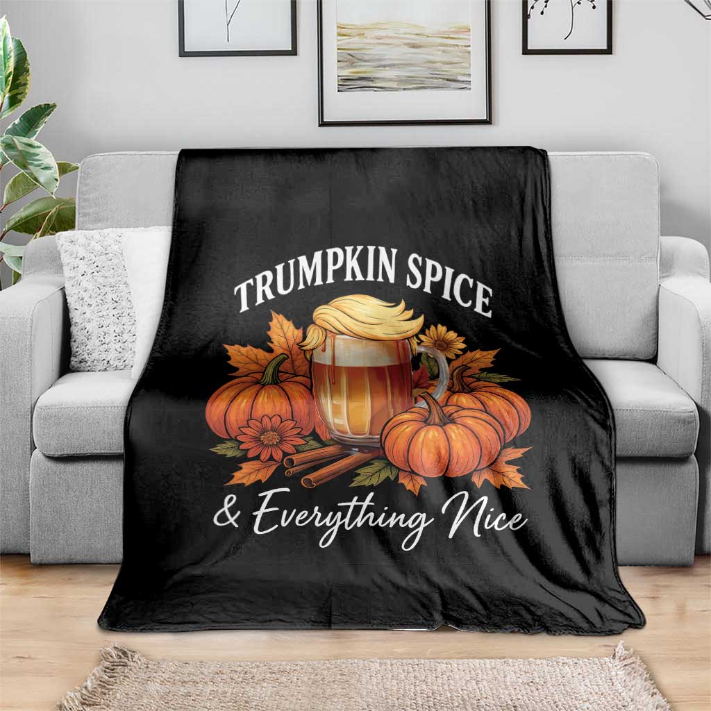 Funny Fall Season Trump Throw Blanket Trumpkin Spice And Everything Nice Pumpkin TS11 Print Your Wear