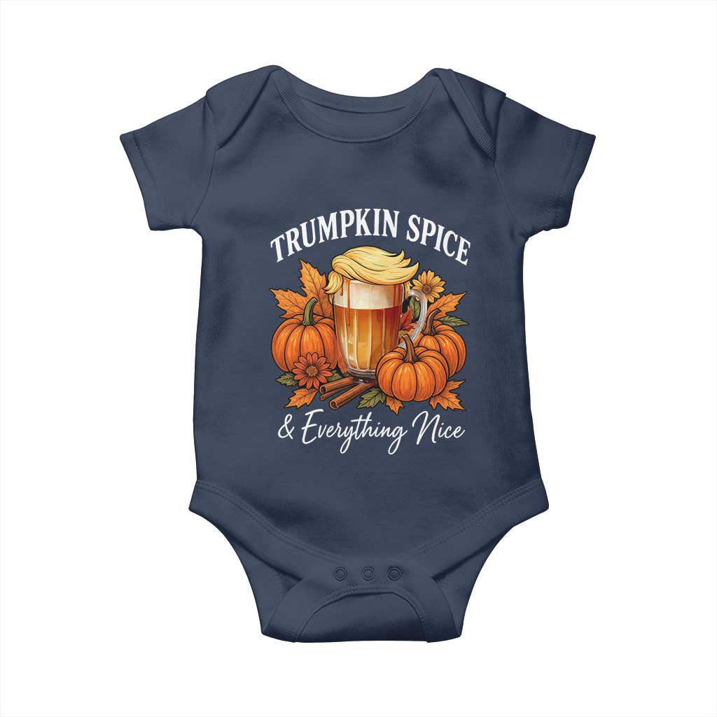Funny Fall Season Trump Baby Onesie Trumpkin Spice And Everything Nice Pumpkin TS11 Navy Print Your Wear
