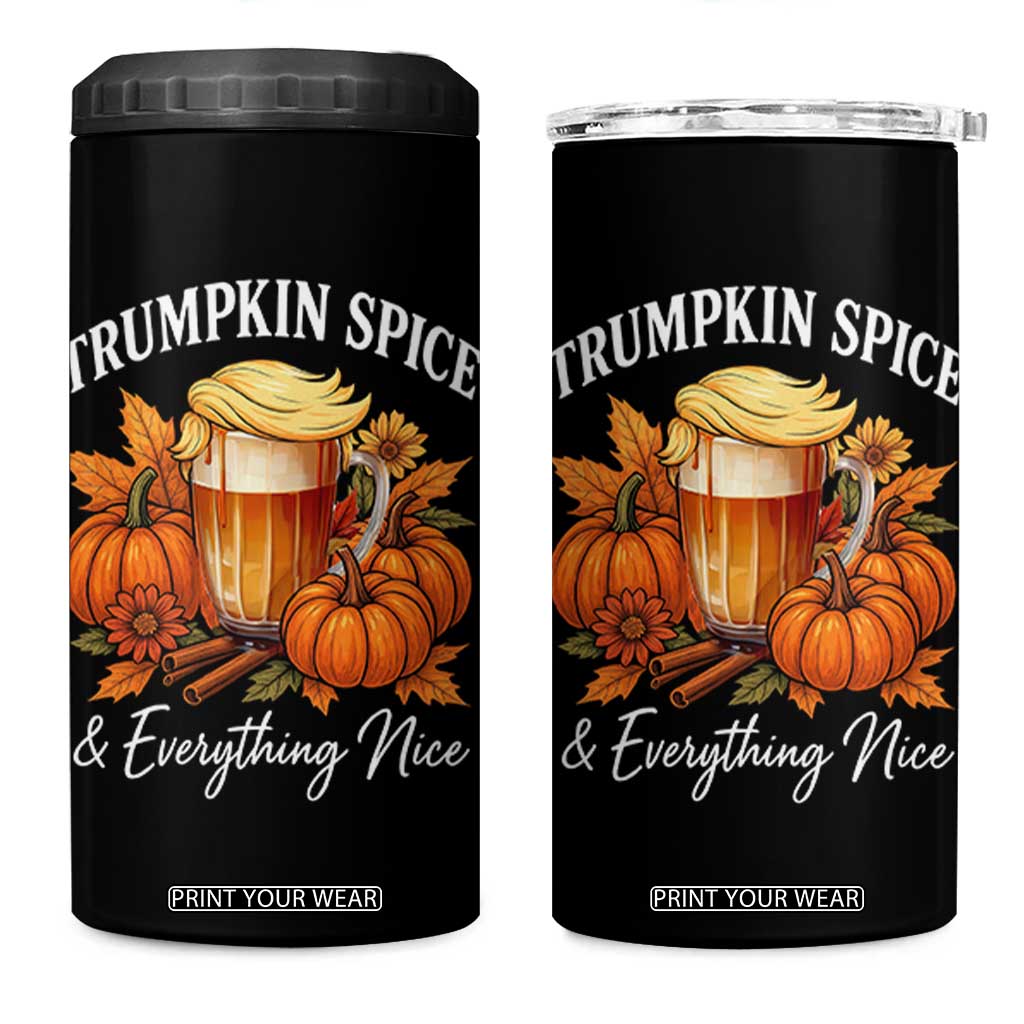 Funny Fall Season Trump 4 in 1 Can Cooler Tumbler Trumpkin Spice And Everything Nice Pumpkin TS11 One Size: 16 oz Black Print Your Wear
