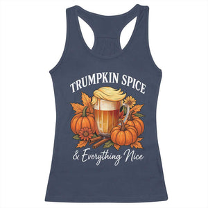 Funny Fall Season Trump Racerback Tank Top Trumpkin Spice And Everything Nice Pumpkin TS11 Navy Print Your Wear
