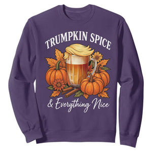 Funny Fall Season Trump Sweatshirt Trumpkin Spice And Everything Nice Pumpkin TS11 Purple Print Your Wear
