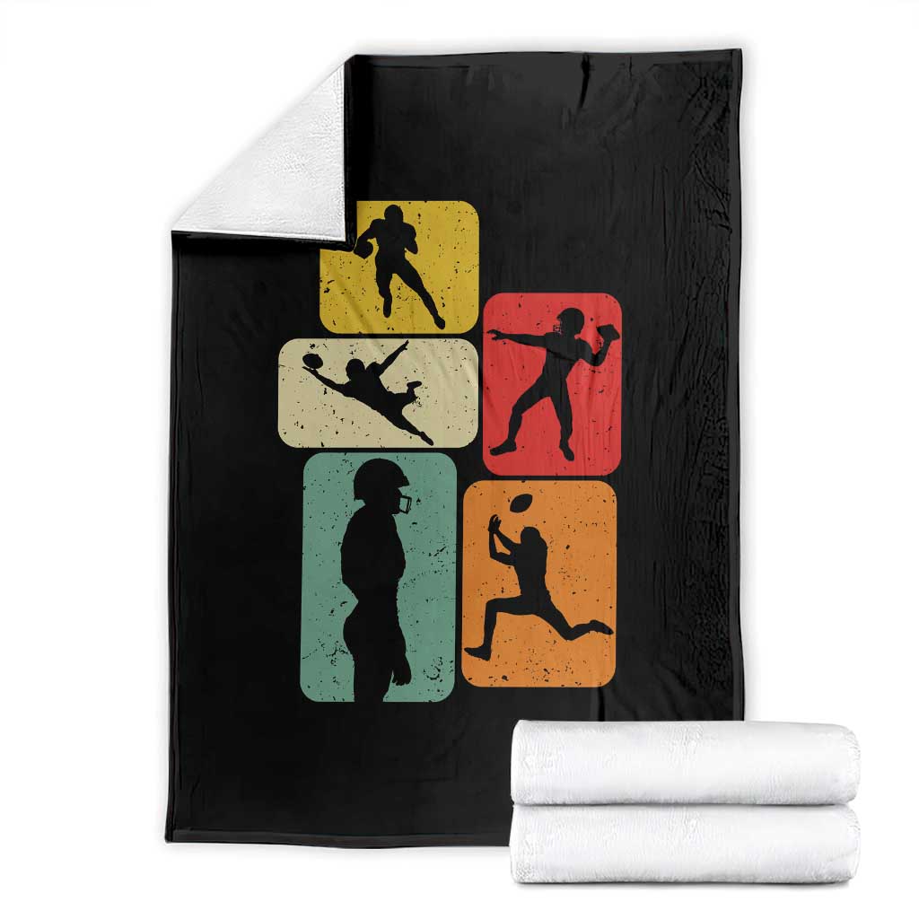 American Football Player Retro Vintage Sport Lover Throw Blanket - Print Your Wear