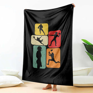 American Football Player Retro Vintage Sport Lover Throw Blanket - Print Your Wear