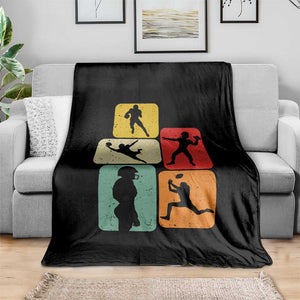 American Football Player Retro Vintage Sport Lover Throw Blanket - Print Your Wear