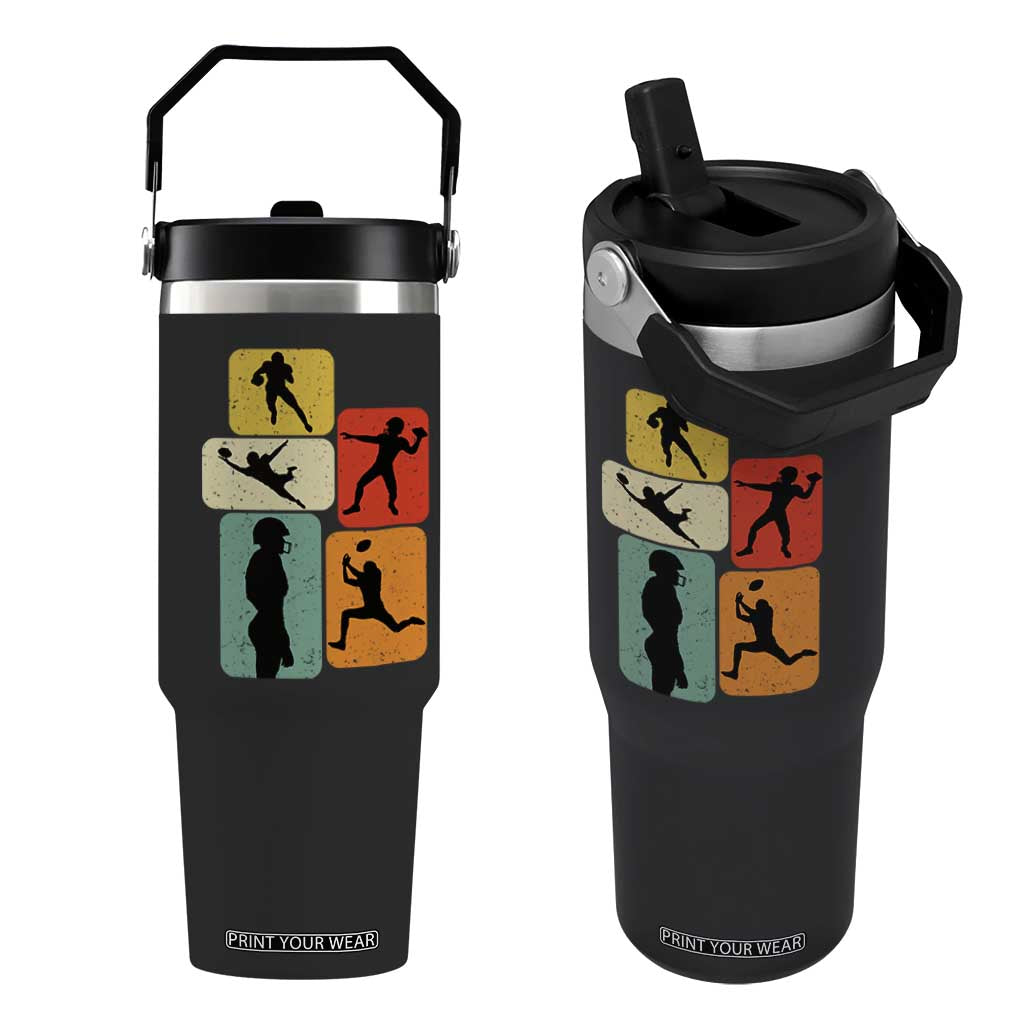 American Football Player Retro Vintage Sport Lover Flip Straw Tumbler - Print Your Wear