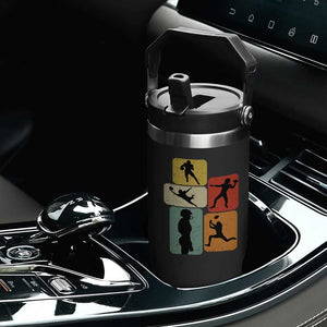 American Football Player Retro Vintage Sport Lover Flip Straw Tumbler - Print Your Wear