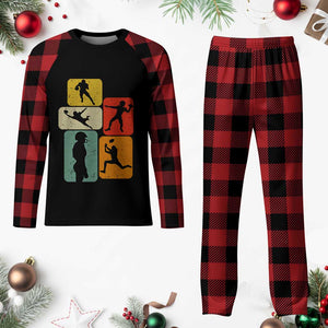 American Football Player Retro Vintage Sport Lover Plaid Pajama Set TS11 Buffalo Plaid Print Your Wear