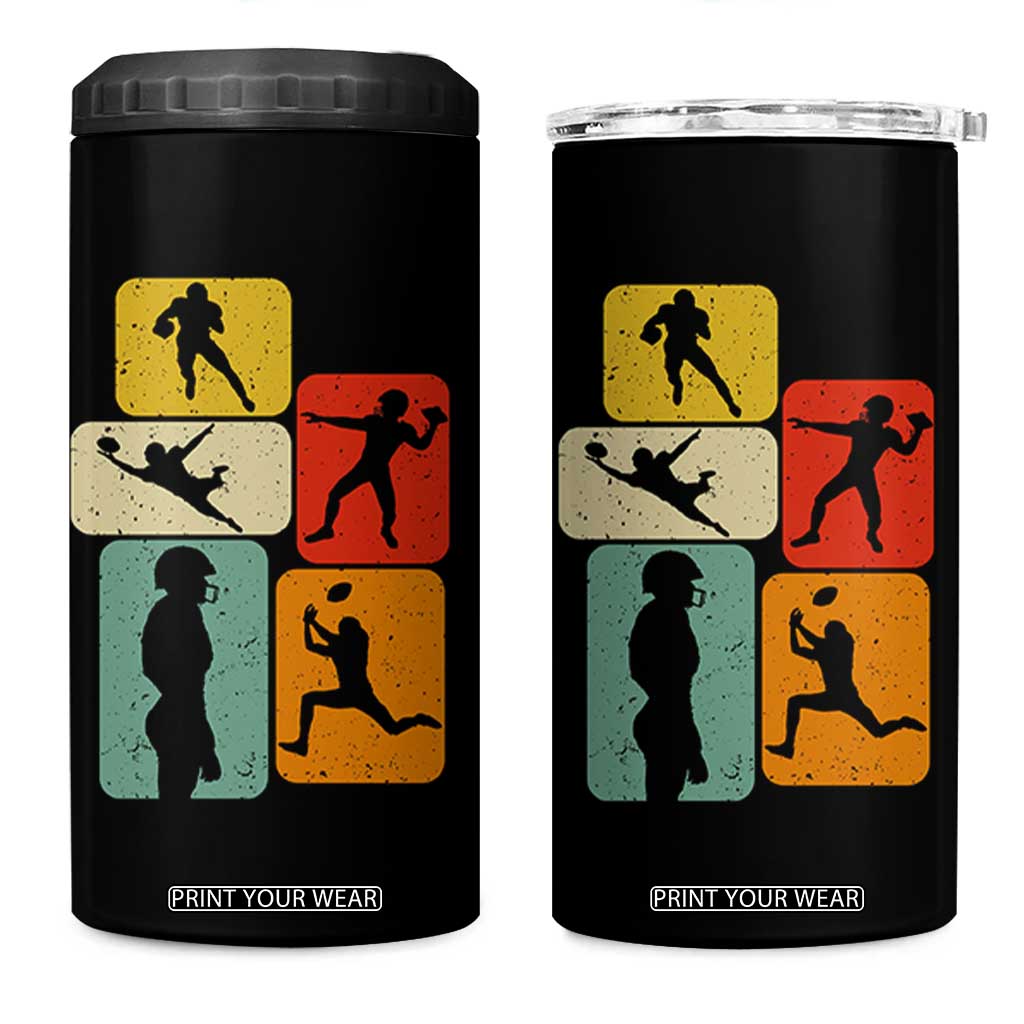 American Football Player Retro Vintage Sport Lover 4 in 1 Can Cooler Tumbler TS11 One Size: 16 oz Black Print Your Wear