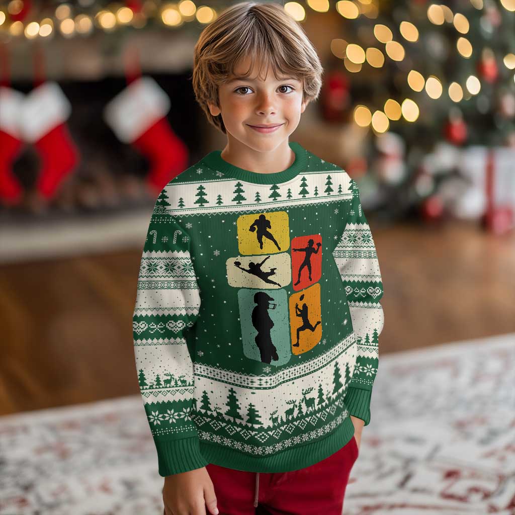 American Football Player Retro Vintage Sport Lover Ugly Christmas Sweater TS11 Forest Green Beige Print Your Wear