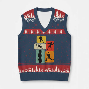 American Football Player Retro Vintage Sport Lover V-Neck Knit Sweater Vest - Print Your Wear