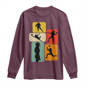 American Football Player Retro Vintage Sport Lover Long Sleeve Shirt TS11 Maroon Print Your Wear