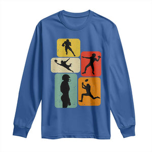 American Football Player Retro Vintage Sport Lover Long Sleeve Shirt TS11 Royal Blue Print Your Wear