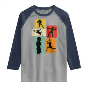 American Football Player Retro Vintage Sport Lover Raglan Shirt - Print Your Wear