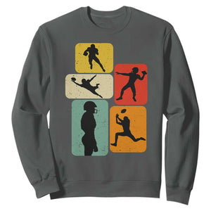American Football Player Retro Vintage Sport Lover Sweatshirt TS11 Dark Heather Print Your Wear