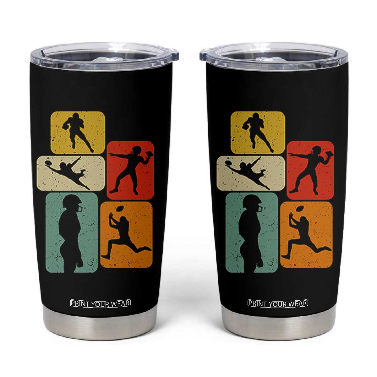 American Football Player Retro Vintage Sport Lover Tumbler Cup - Print Your Wear