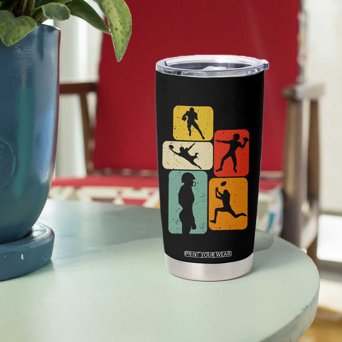 American Football Player Retro Vintage Sport Lover Tumbler Cup - Print Your Wear