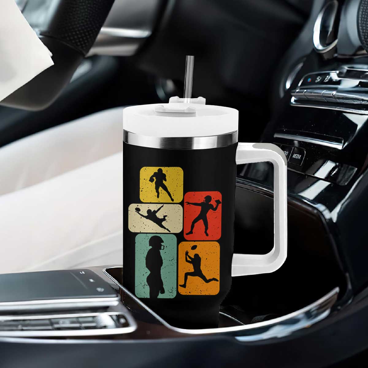 American Football Player Retro Vintage Sport Lover Tumbler With Handle - Print Your Wear