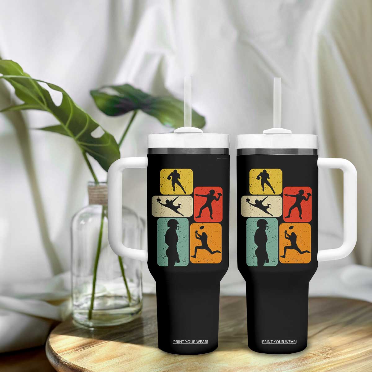 American Football Player Retro Vintage Sport Lover Tumbler With Handle - Print Your Wear