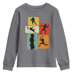 American Football Player Retro Vintage Sport Lover Youth Sweatshirt TS11 Charcoal Print Your Wear