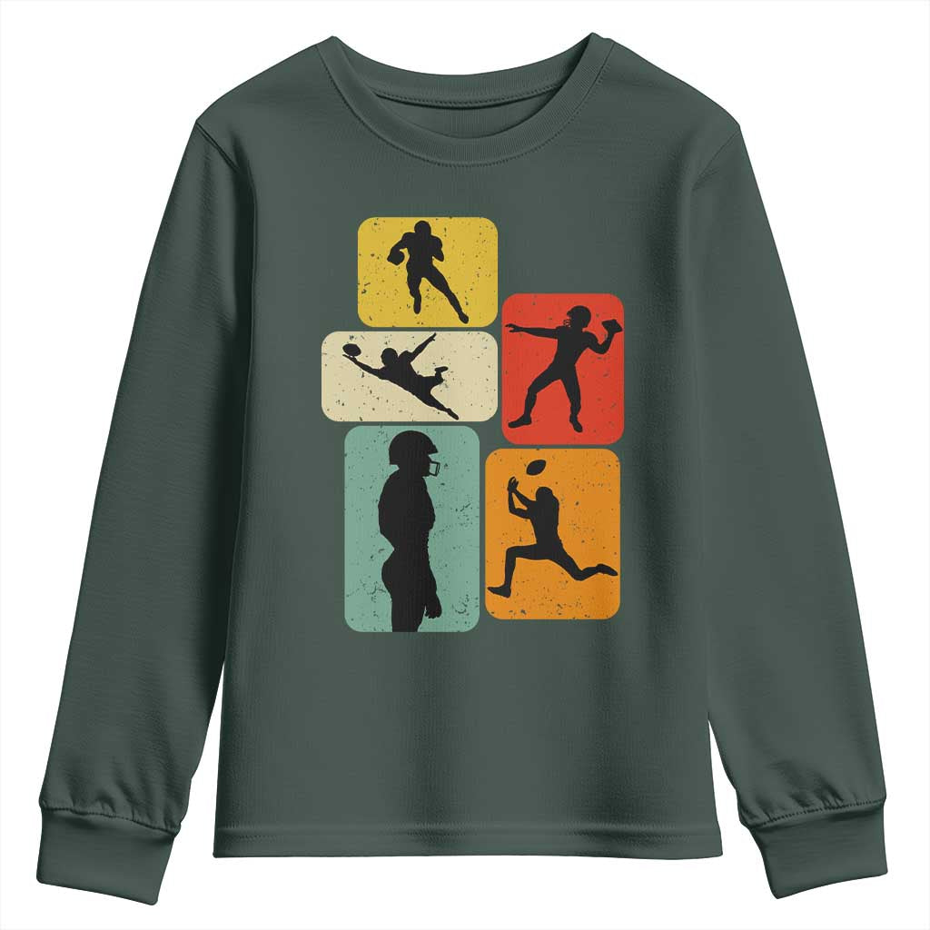 American Football Player Retro Vintage Sport Lover Youth Sweatshirt TS11 Dark Forest Green Print Your Wear