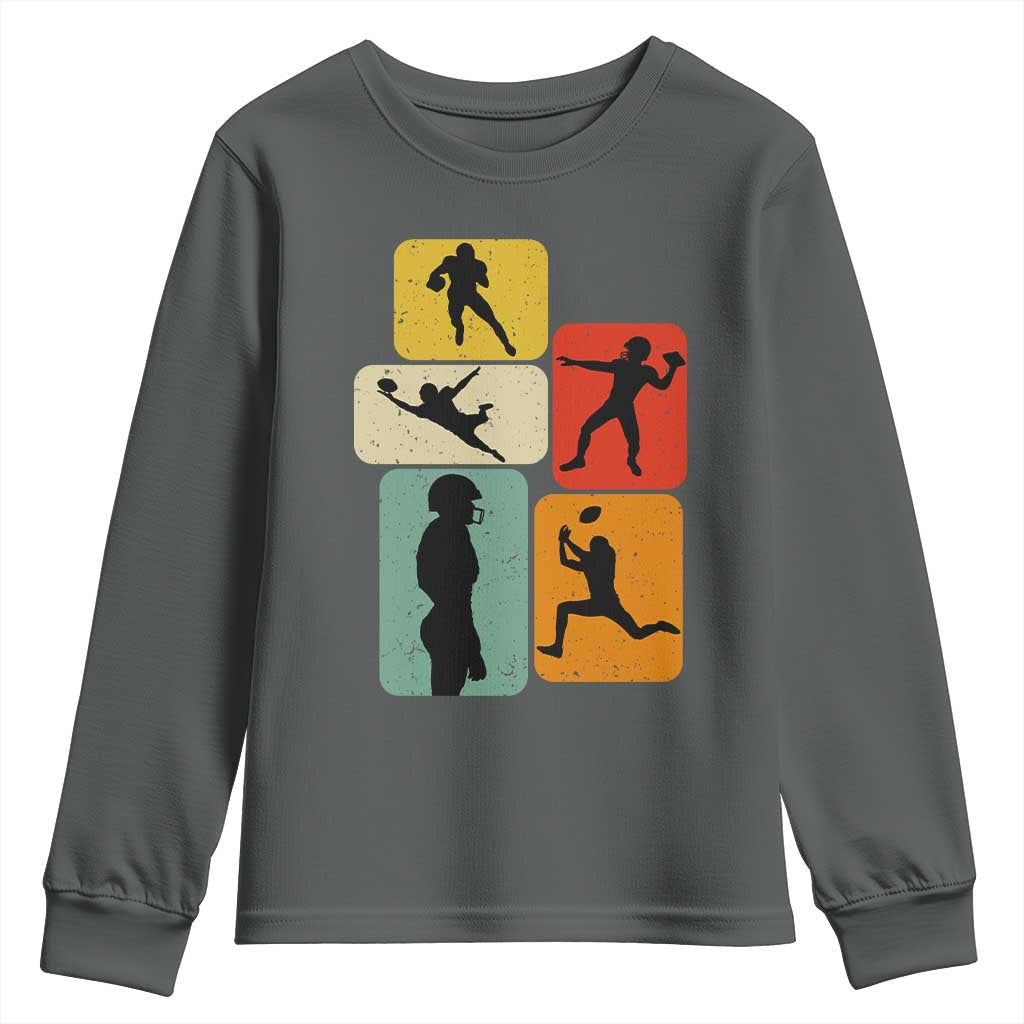 American Football Player Retro Vintage Sport Lover Youth Sweatshirt TS11 Dark Heather Print Your Wear